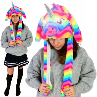 Kigurumi čiapka pohybujúce sa uši žiariace oči jednorožec