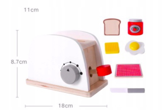 Drevená raňajky set hračka toaster 7 el.