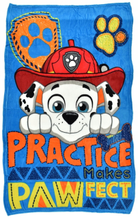 Prikrývka, prehozy na posteľ - prikrývka prikrývka Teddy Bear Coral Psi Patrol Marshall 100x140 cm