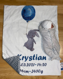 Detský set paplón, vankúš - Minky 75x100 prikrývka s menom s záznamom