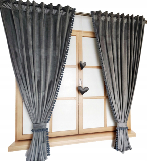 Detské závesy - Velvet Pompón-set 2x140x160