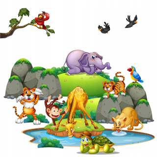 Samolepky do detskej izby - Detské nálepky pre stenu zoo safari 160