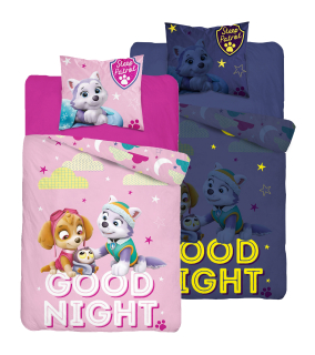 Detský set paplón, vankúš - Fairytale Bedding 140x200 PSI Patrol Svieti v noci