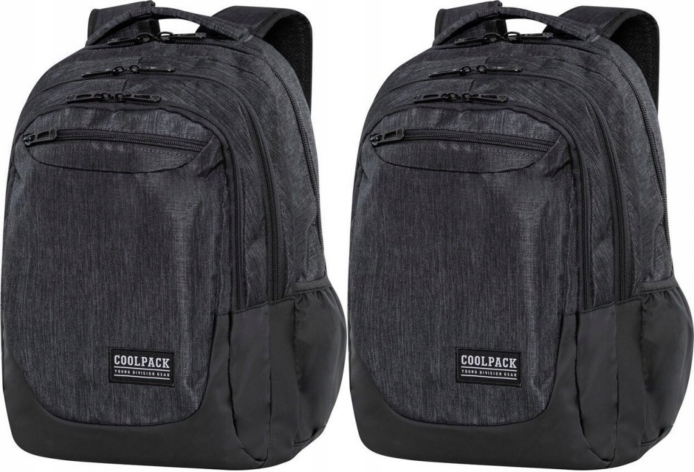 Štýlový trojkomorový školský batoh CoolPack Soul Black Snow x2