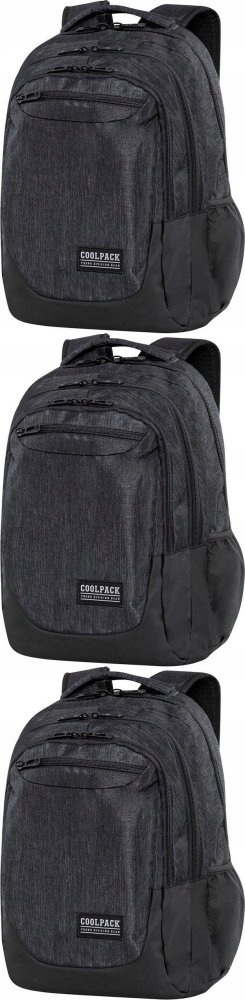 Čierny školský batoh CoolPack Soul s tromi priehradkami a reflexnými prvkami