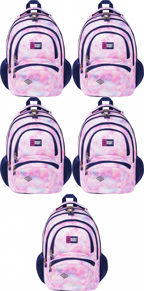 Módny školský batoh pre dievčatá s 4 komorami - PINK SKY ST.RIGHT