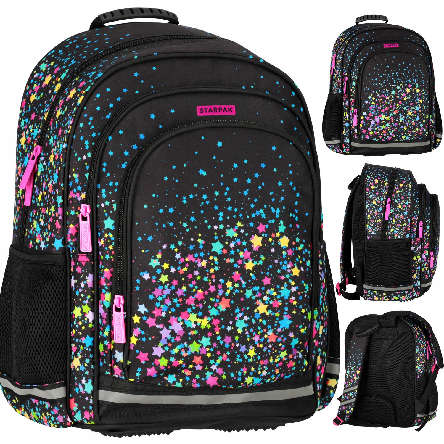 School Backpack STARPAK Galaxy Stars s odolným materiálom a bezpečnostnými prvkami
