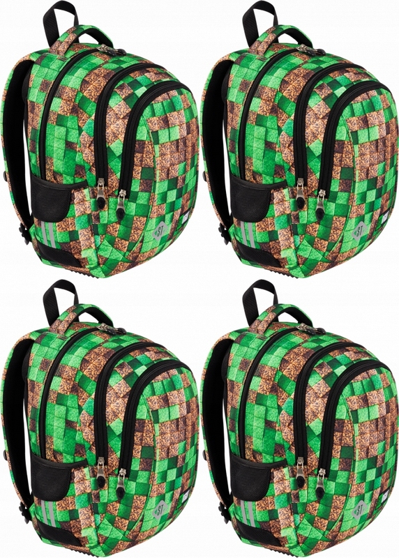 Mládežnícky školský batoh PIXEL CUBES, trojkomorový, 20l, St.Right, 4 kusy