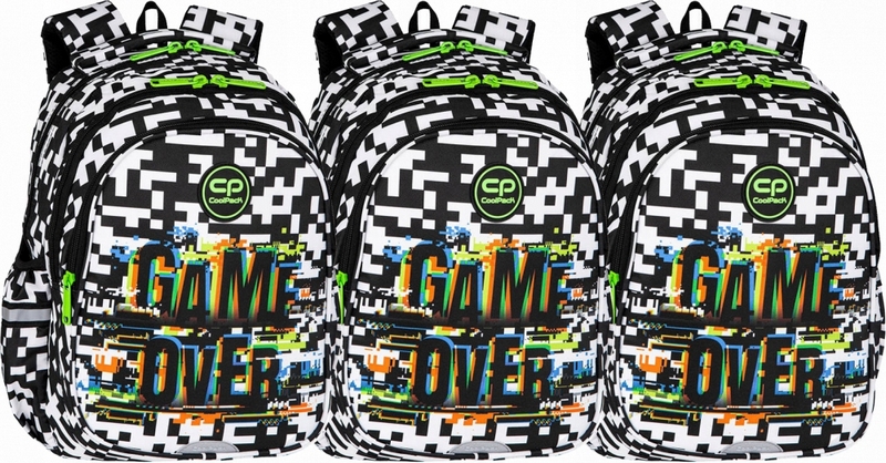 Školský batoh CoolPack Jerry 21L Game Over, pixelový vzor, od 1. triedy
