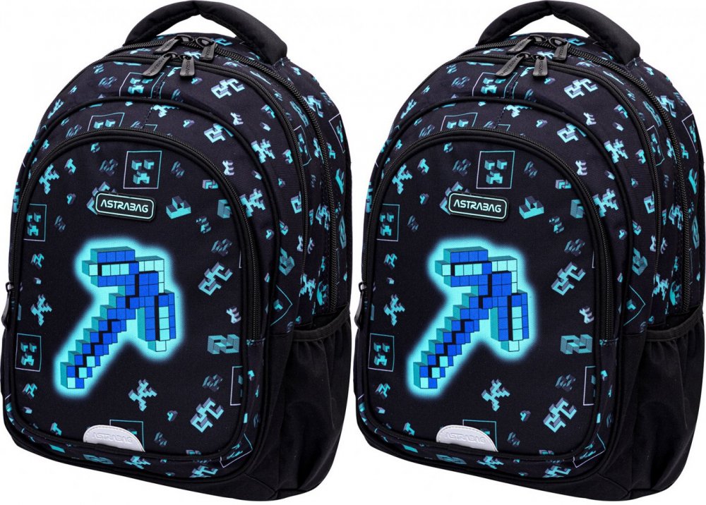 Školský batoh Astra Astrabag Dark Pixel AB330, trojkomorový, 20l