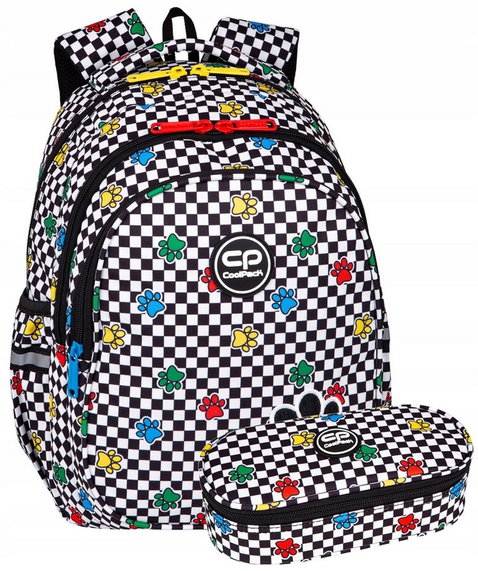 Školský batoh CoolPack Jerry s peračníkom - sada v šachovnicovom dizajne