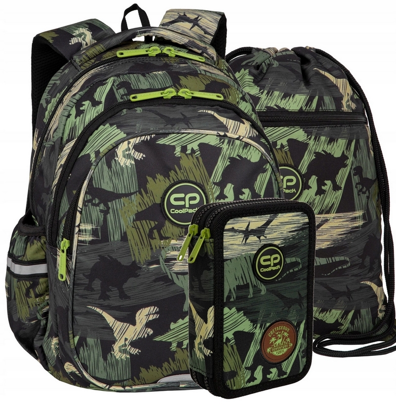 Školský batoh CoolPack Jerry pre chlapcov s výbavou – set s dinosaurami