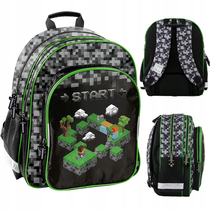 Školský batoh Paso Minecraft pre chlapcov 1-3 trieda, čierny
