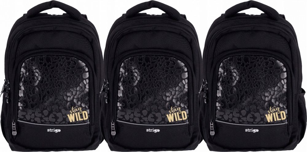 Školský batoh STRIGO Misty Čierny Wild x3 - pohodlný a priestranný