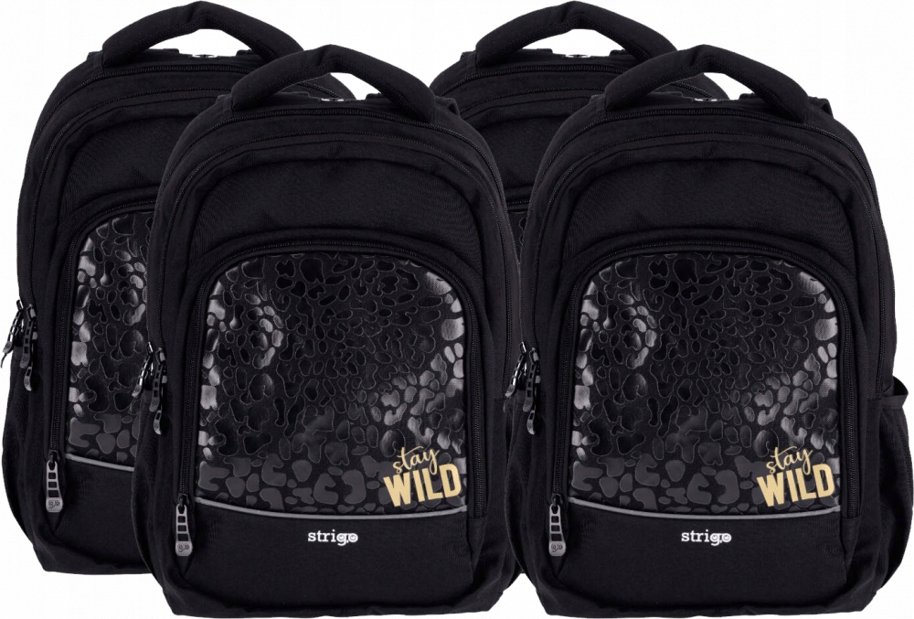 Školský batoh STRIGO Misty Čierny Wild x4 – perfektný na knihy a notebook