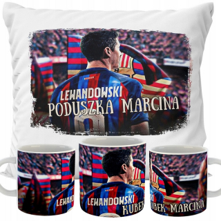 Detský vankúš - Vankúšová sada +hrnček Lewandowski RL9 Barca Meno