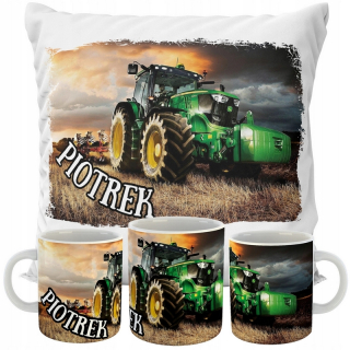 Detský vankúš - Vankúš Set +Cup Tractors John Deere Designs